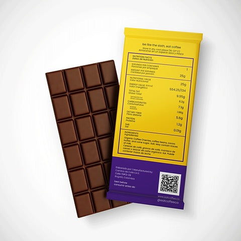 Eat coffee and live with purpose
Snack with purpose
Sloth illustration chocolate
Sustainable chocolate packaging